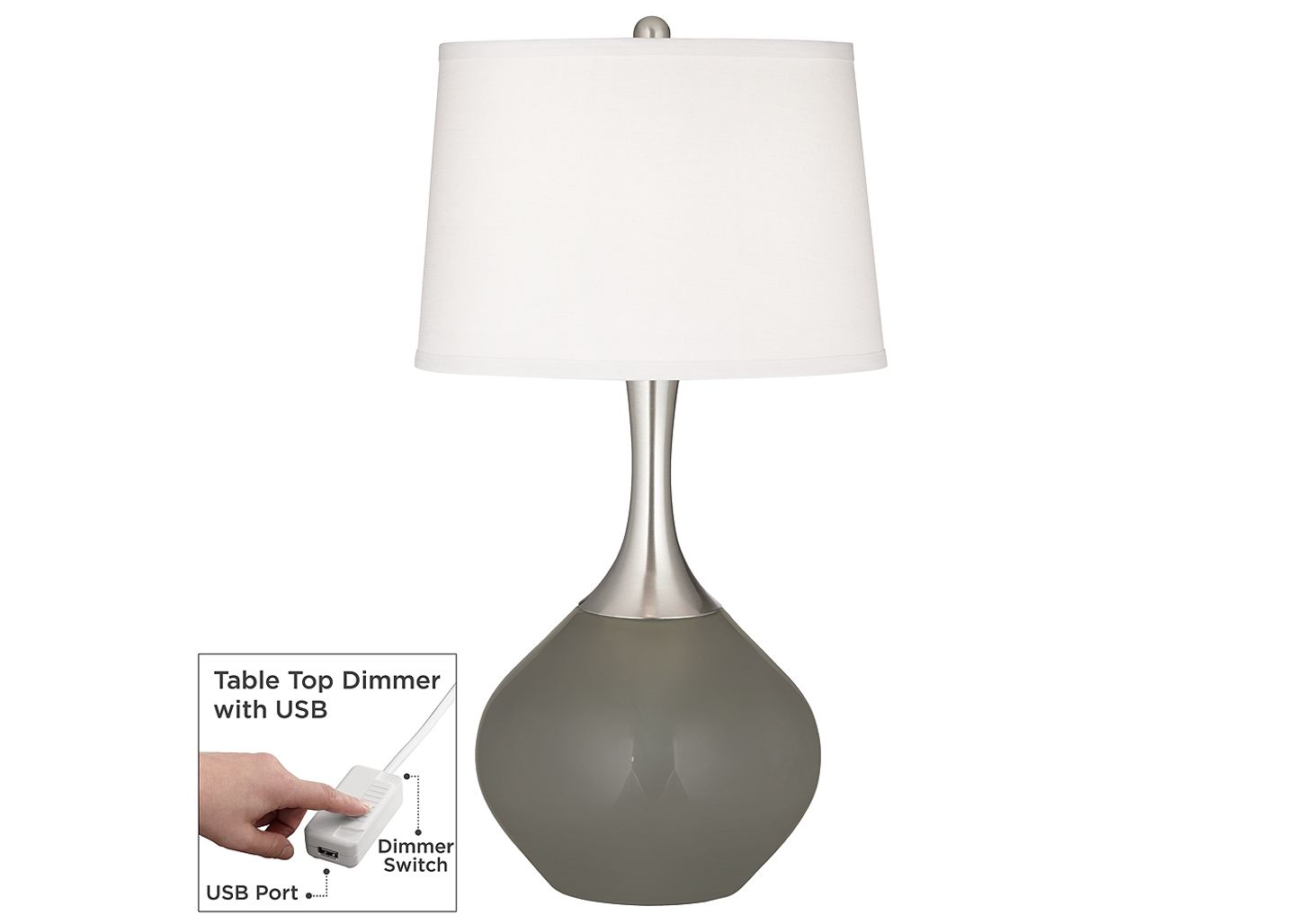 Color Plus Guantlet Gray Spencer Table Lamp with Dimmer